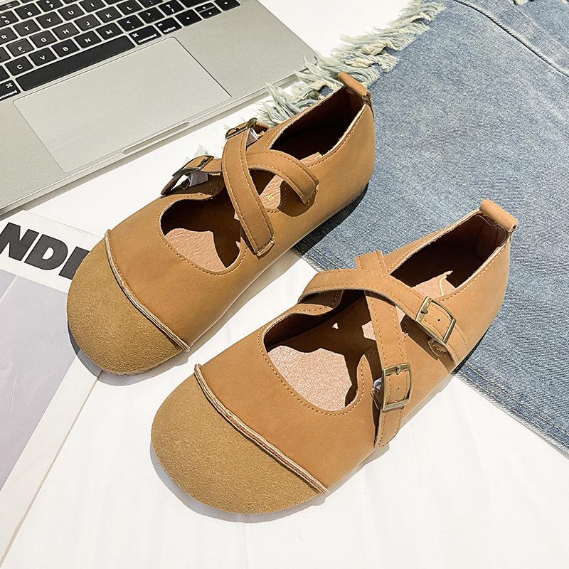 Flat-soled Beanie Shoes Women's 2025 Spring and Summer New Retro Mary Jane Women's Shoes Grandma Shoes Ugly and Cute One-pedal Single Shoes