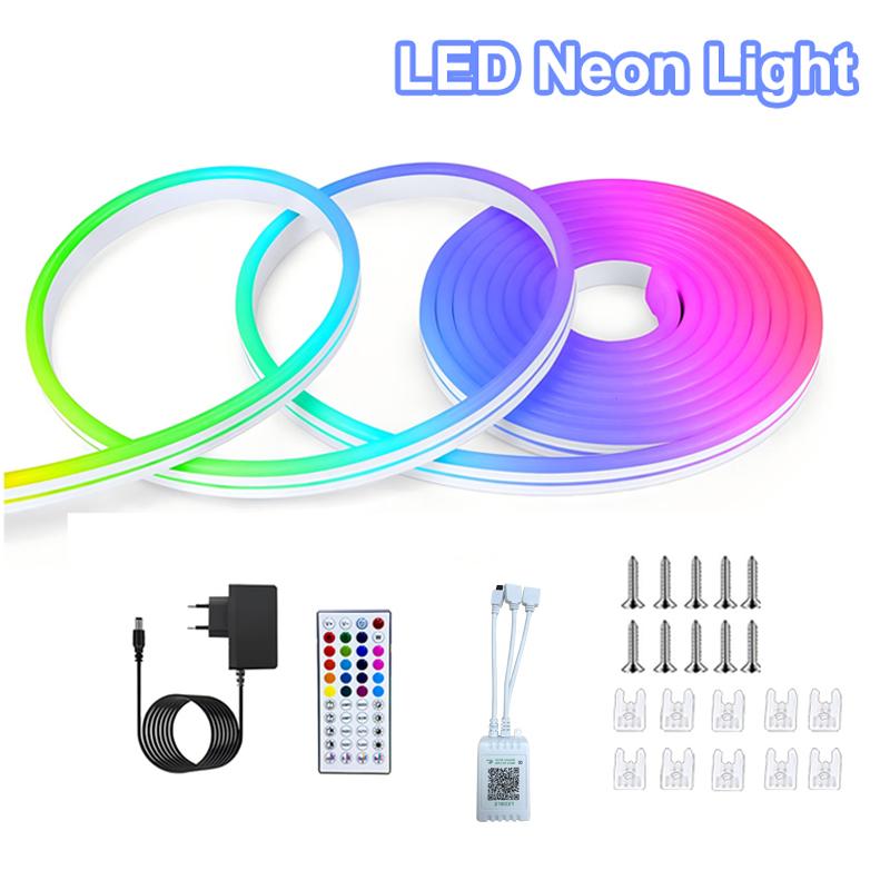

5M-20M Неоновые светодиодные гирлянды Гибкие RGB 44K Музыка Голосовое управление Светодиодные светильники Неоновые приложения/пульт дистанционного управления ДЛЯ игровой комнаты 5m