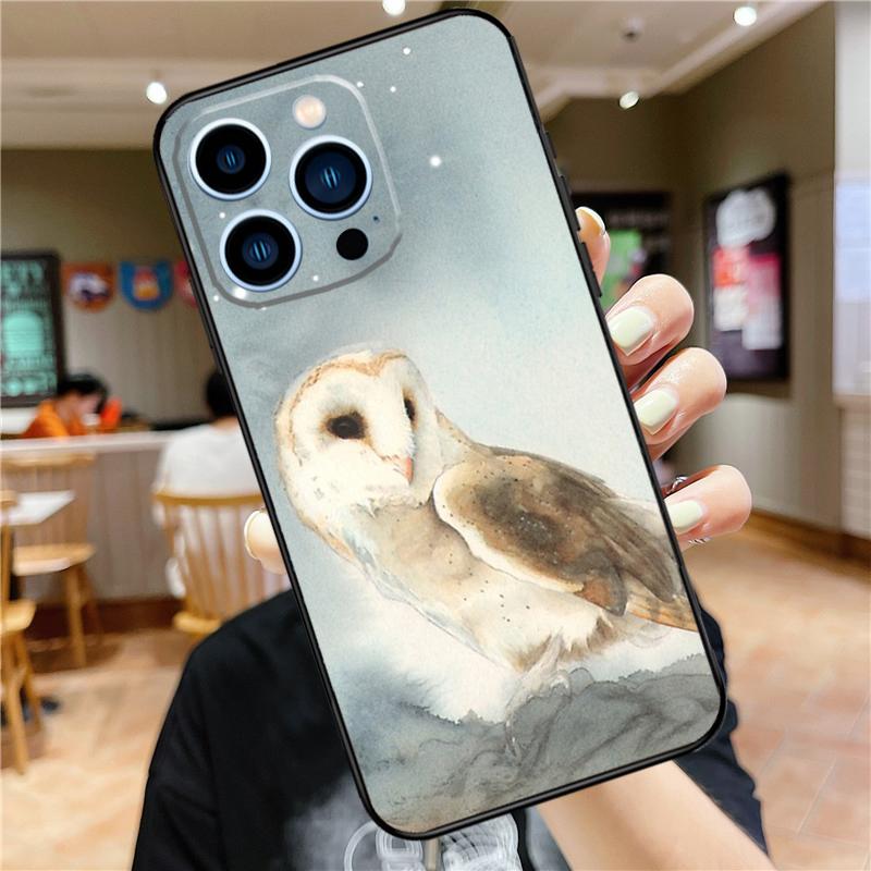 Owl Watercolor Animal Soft Case For iPhone 16 15 Pro Max 14 Plus 13 12 Mini 11 XS Max X XR 7 8 Back Cover