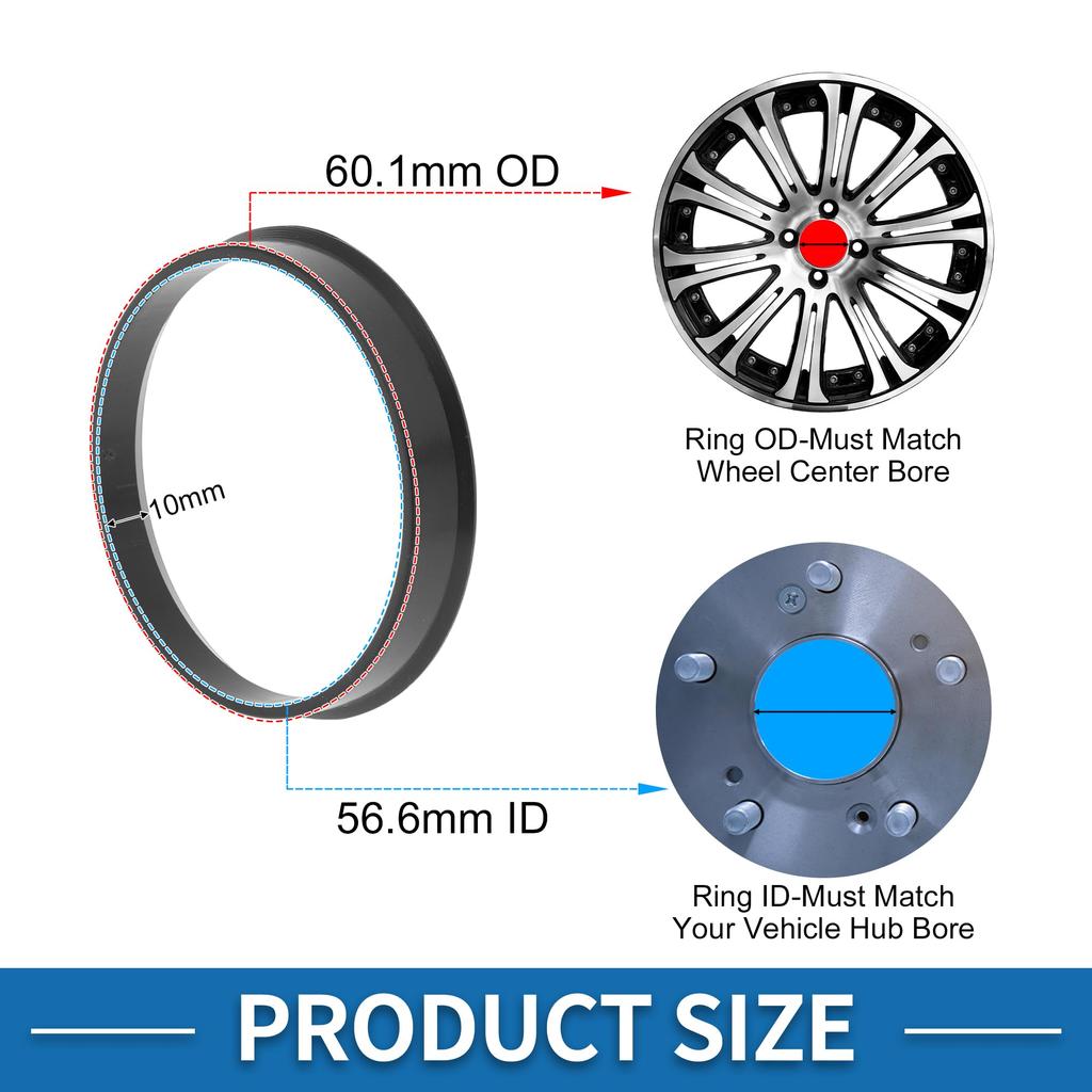 A ABSOPRO 60.1mm to 56.6mm Car Wheel Hub Centric Ring