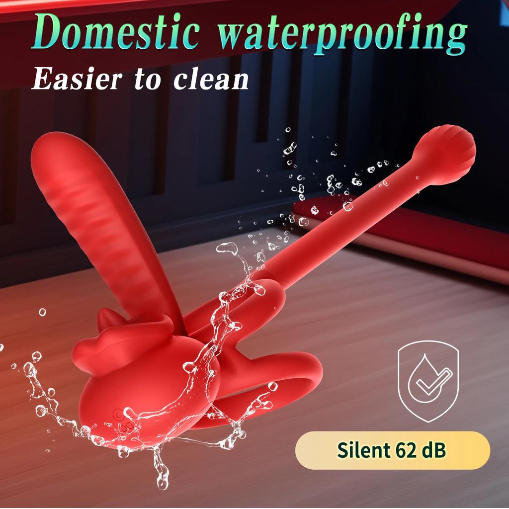 APP Vibrating Cock Ring Sleeve Rose Clitoral Vibrators Tongue Clit Stimulator Anal Plug Prostate Massager Sex Toys for Men Women