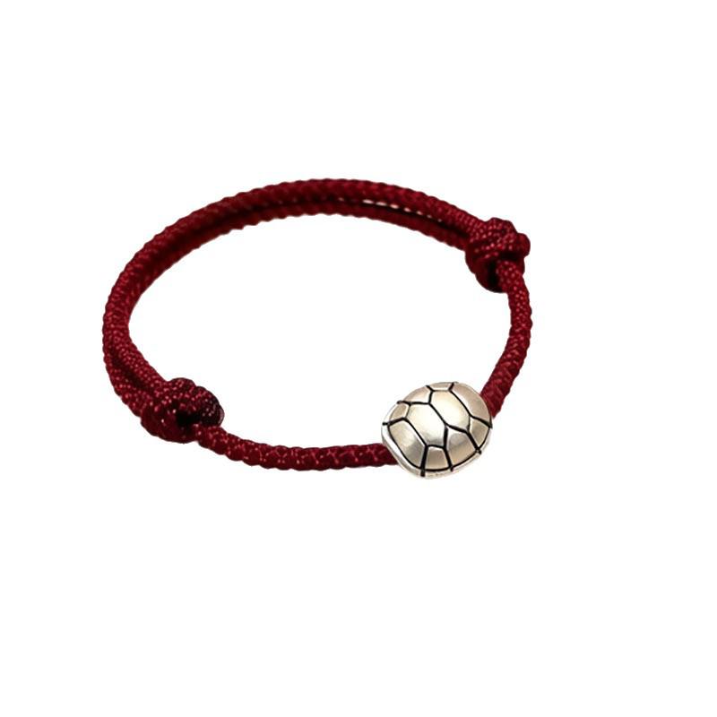999 Sterling Silver Red String Bracelet: Retro Ethnic Style for Men and Women чёрный