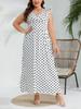Aesthetic Vintage Loose Plus Size Sling Dress Women Fashion Casual Slim Polka Dot V Neck Dresses Female Design Sleeveless Off Shoulder Clothing Lady