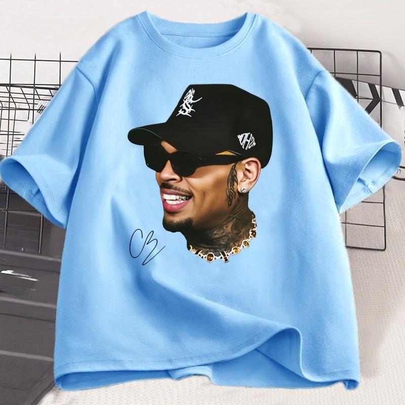 Chris Brown TShirt Breezy Bowl XX Rapper T Shirt Casual Short Sleeve Round Neck Tshirt Concert Music Hiphop Unisex Women Clothing