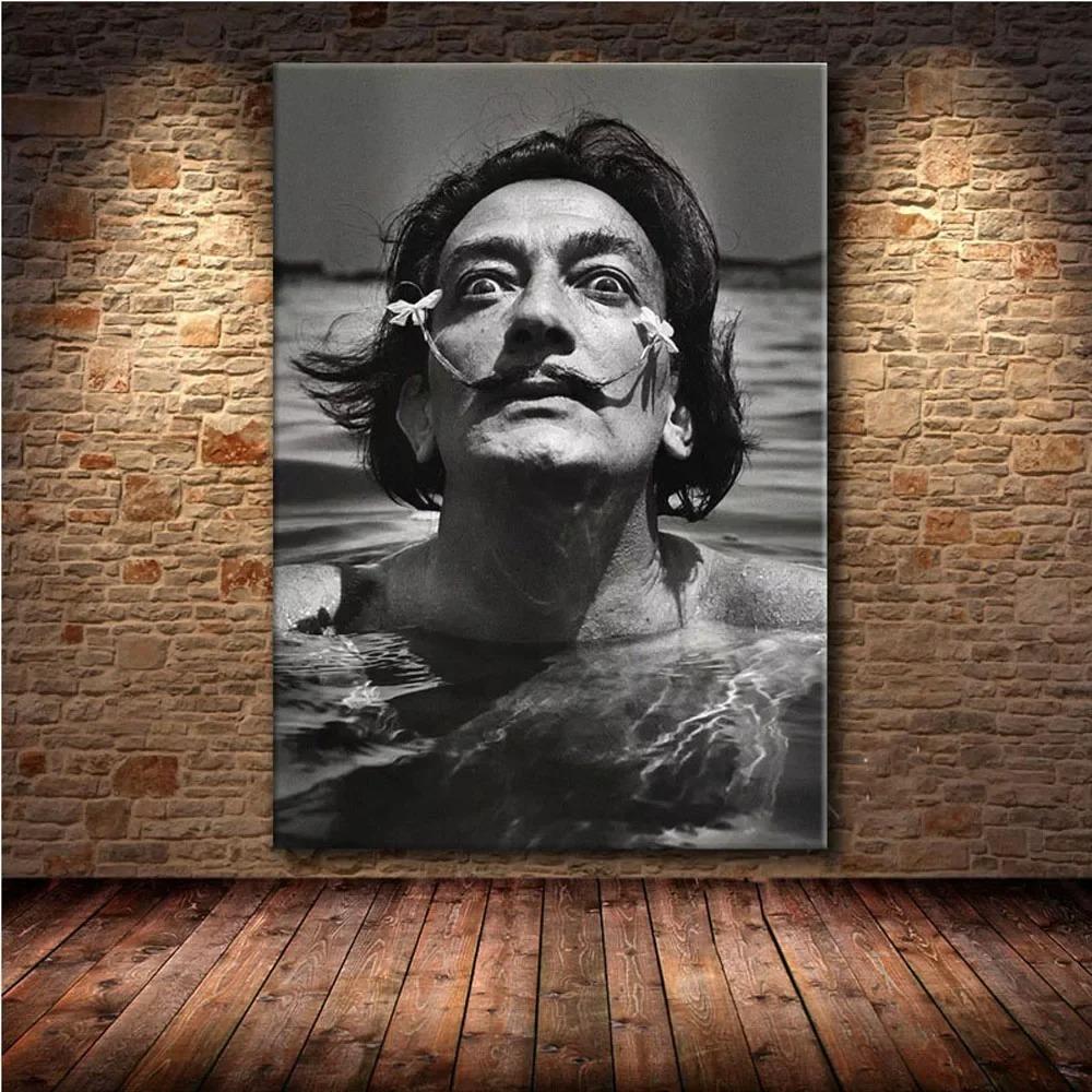 Poster Imprimeuri Portret Alb Negru Salvador Dali Fierbinte Cadouri Artist Pop Pictură pe Pânză Artă de Perete Imagine Living Decor Acasă