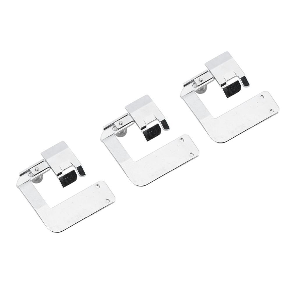 3pcs Zinc Alloy Rolled Hem Foot Professional Universal Fit Sewing Machine Presser Foot Precision Multifunctional Hemmer Foot Set