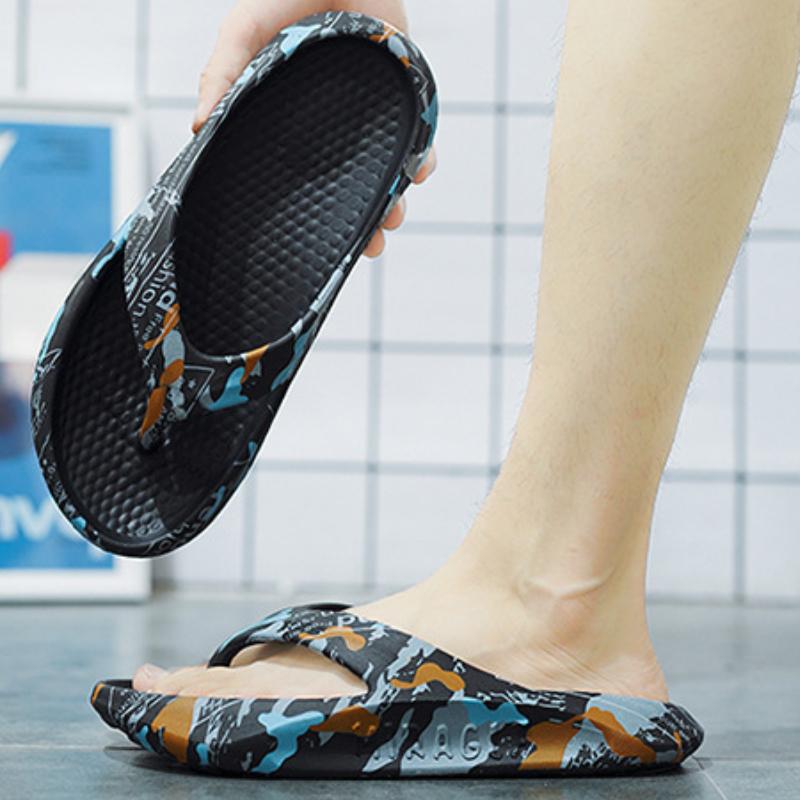 Summer New Men Flip Flops Fashion Printing Thick Soft Bottom Indoor Bathroom Slides Fashion Casual Outdoor Beach Couple Sandals