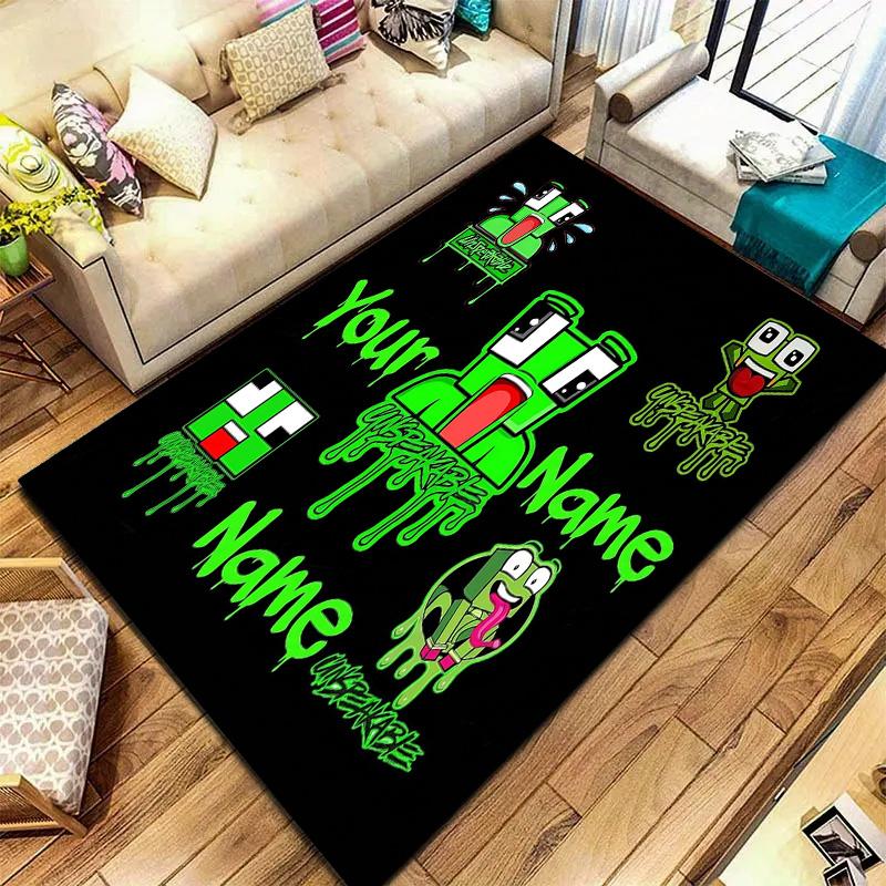 Green Pixel Forest Custom Name Carpet Rug For Living Room Bedroom Home Sofa Decoration Kids Play Nonslip Floor Mat
