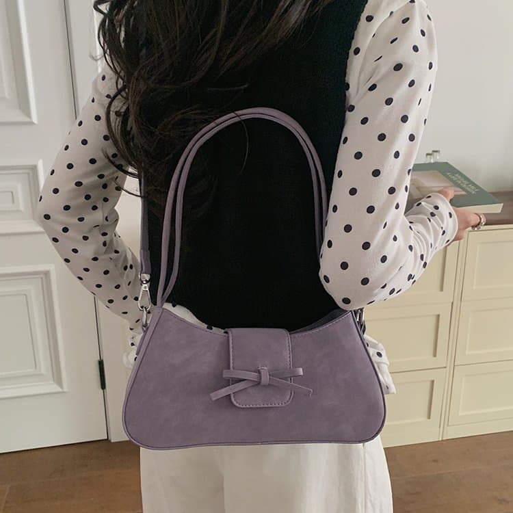 Borsa a tracolla singola da donna con decorazione a fiocco, borsa da ascella