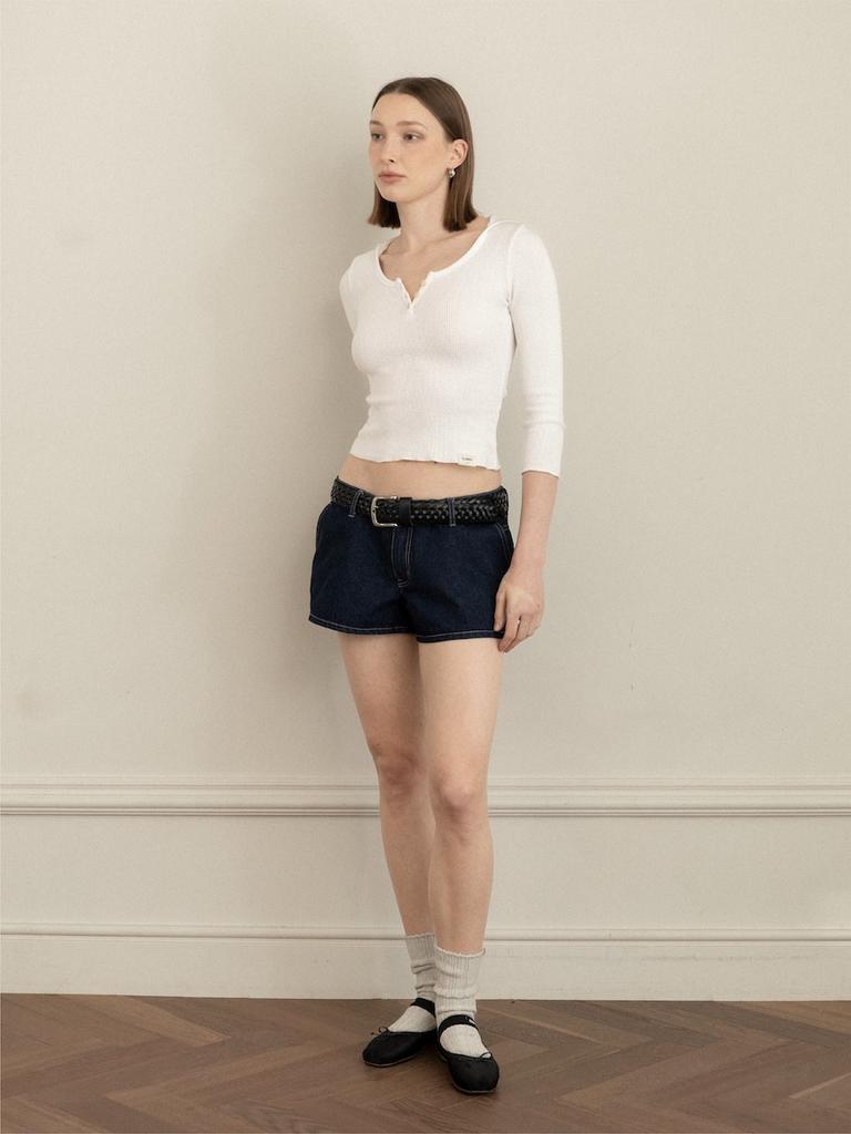 GLOWNY The Rachel Denim Shorts (Deep Blue)