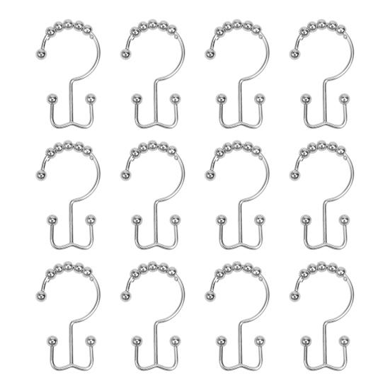 12 Pcs Shower Curtain Hooks Rust Proof Metal Shower Curtain Hooks Double