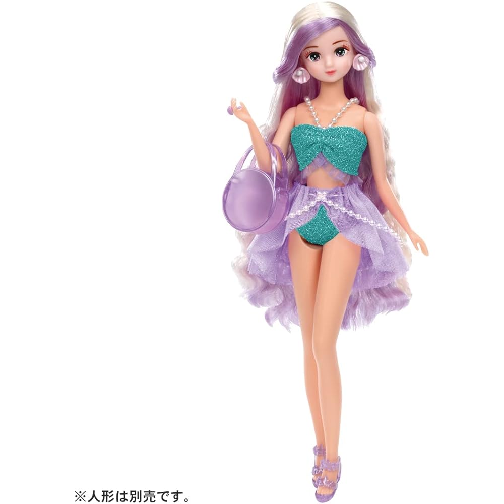 Takara Tomy Licca Mermaid Beach Dress Outfit for Dolls Playset Toy for Ages 3 and Up