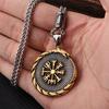 Stainless Steel Viking Dragon Odin Triangle Symbol Pendant Necklace Nordic Personality Men's Jewelry Tide