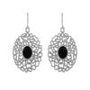 Black Spinel Filigree Drop Earrings - 925 Sterling Silver