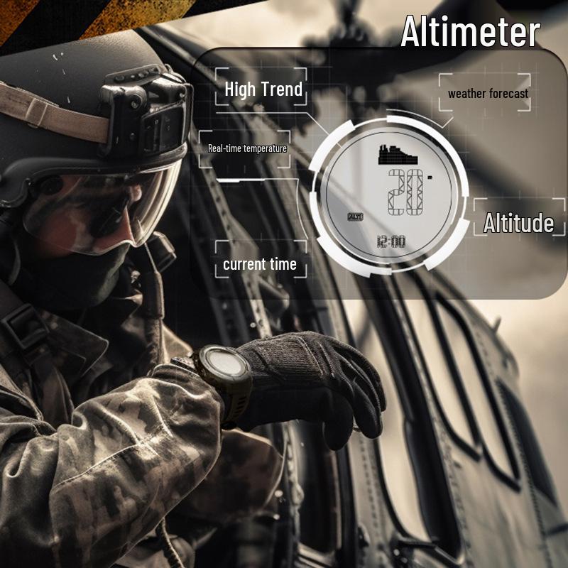 Men's Multifunctional Outdoor Sports Smartwatch: Altimeter, Barometer, Compass, Thermometer, Waterproof for Running & Mountaineering
