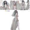 Captivating Mesh White Witch Wedding Dress Set For Creative Attire Halloween
