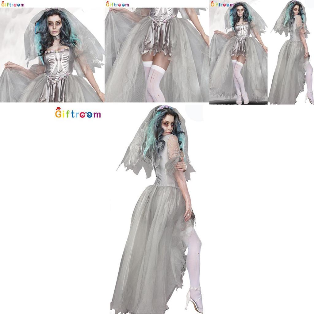 Captivating Mesh White Witch Wedding Dress Set For Creative Attire Halloween