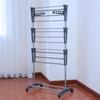 Drying Clothes Rack Folding Multi Functional Stainless Steel 3-Layer Household Floor Type Drying Racks Mobile Coat Storage Shelf