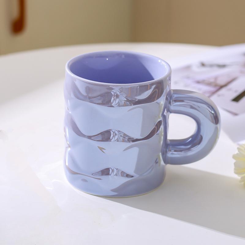 High Value Light Luxury Mug Home Office Cup Best Friend Souvenir Ceramic Pearlescent Cup Student Water Cup