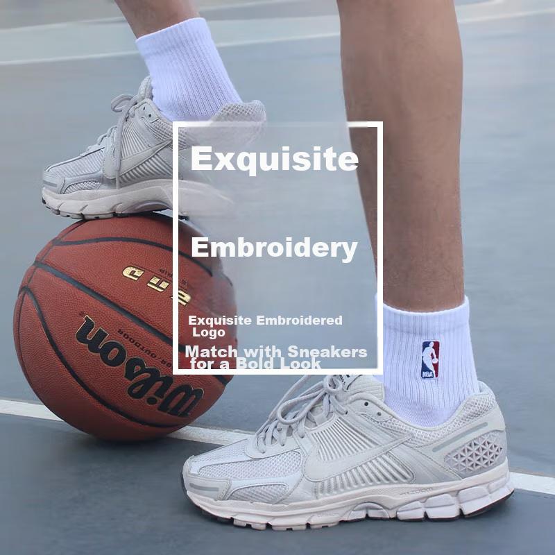 NBA Socks for Men, Autumn And Winter Casual Sports Socks, Sweat-Absorbing Seamless Cotton Socks, Deodorant Training Running Basketball Socks, 3 Pairs