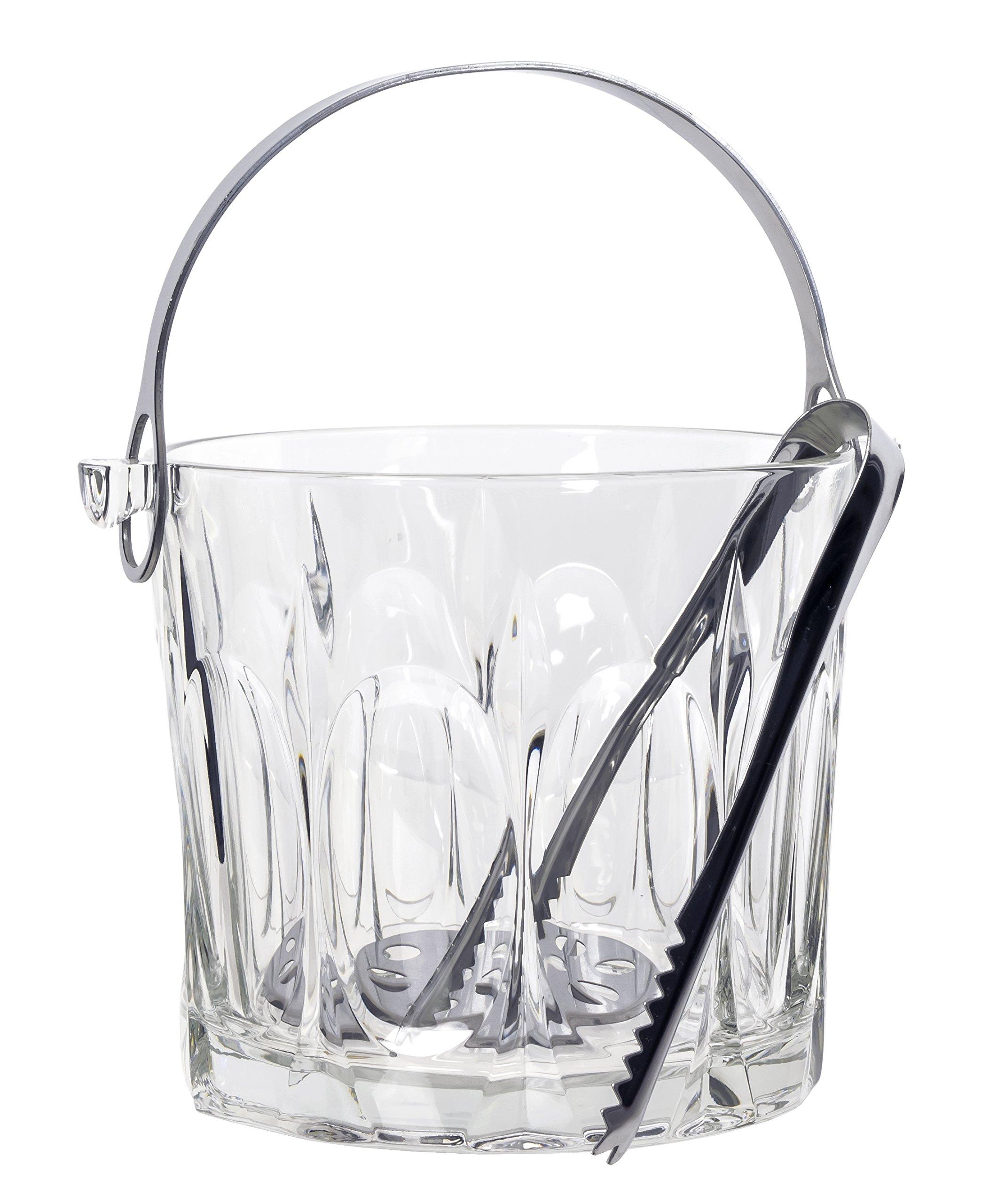 ADERIA Trinity Ice Bucket, Clear, 1390ml, with Tongs, Made in Japan. Large capacity ice bucket, ice container, ice scoop, glass ice bucket, popular ra