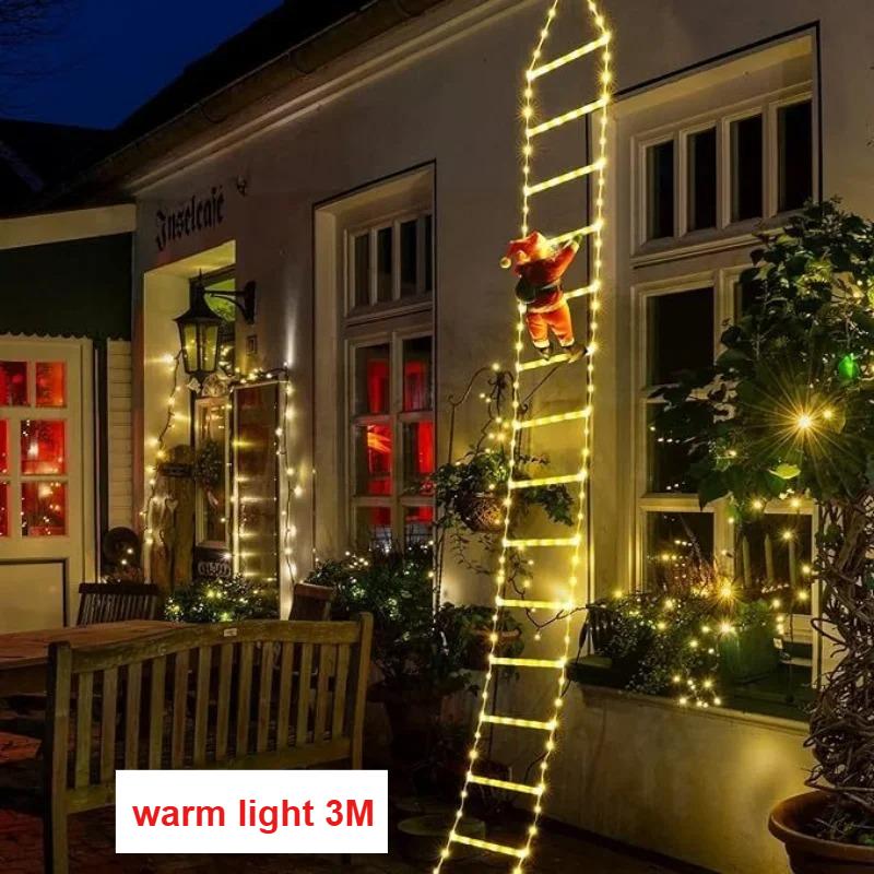 Santa Claus Climbing Ladder Light Strip Outdoor Christmas Decoration Light New Year Decoration Pendant Christmas Tree Decoration