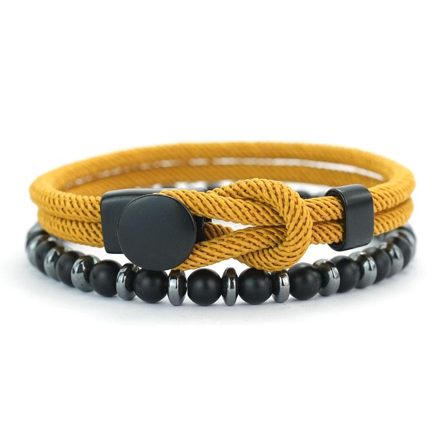 Noter New 2Pcs/Set Men Bracelet Grade A 4mm String Wrap Braslet 6mm Onyx Hematite Stone Healing Yoga Meditation Braclet Pulseria