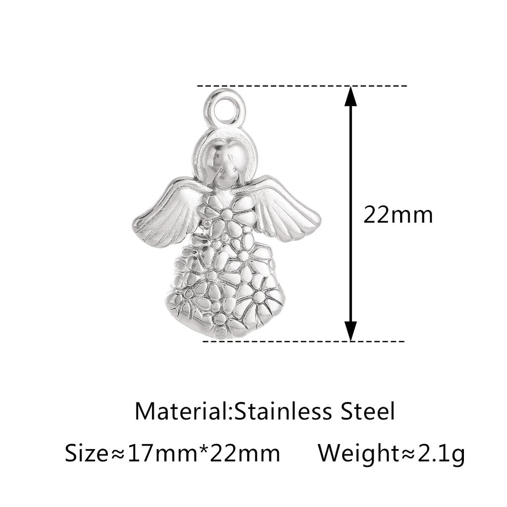 3Pcs Bowknot/Angel/Four Leaf Clover/Flower Charm Stainless Steel Pendant DIY Handmade Craft Necklace Bracelet Jewelry Making