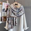 Autumn and Winter Retro Plant Flower Print Scarf Fashionable Versatile Imitation Cashmere Warm Circumference Cold Scarf Temperament Shawl