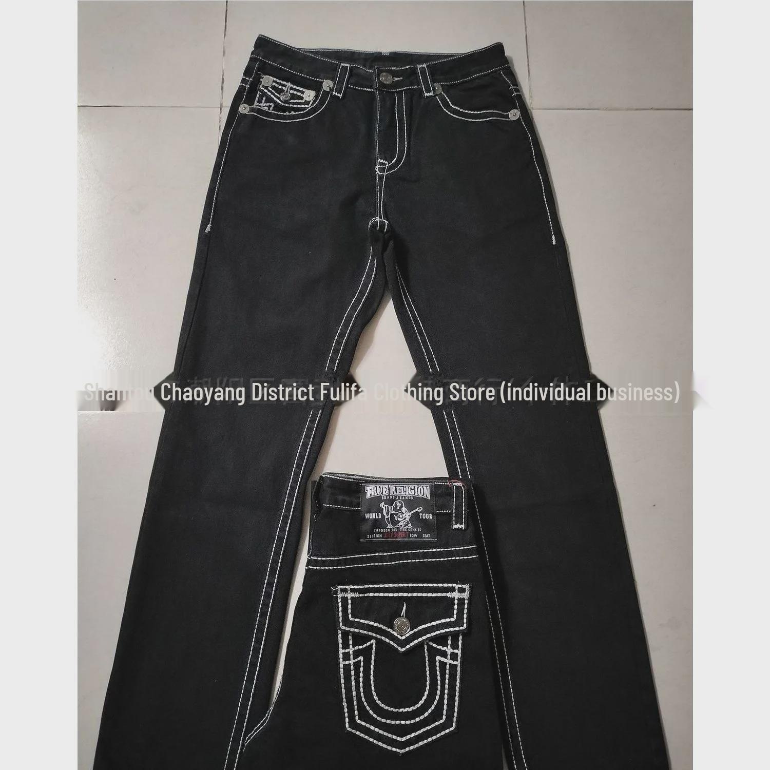 

Американские джинсы High Street White Line Buddha черные прямые мужские S чёрный