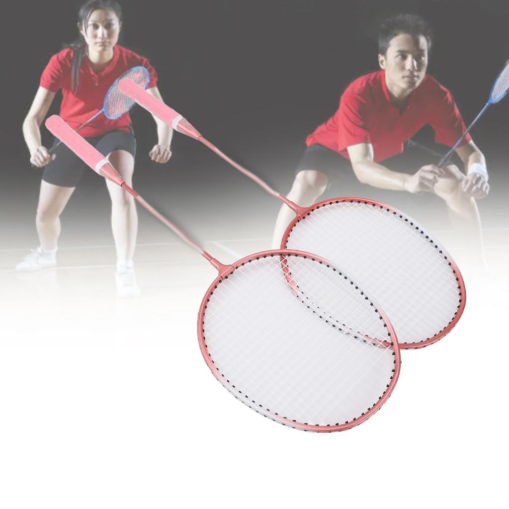 Badminton Racket Set Iron Alloy Resistance Reduction Lightweight Sports Badminton Racket with Storage Bag for Beginners Children Adults