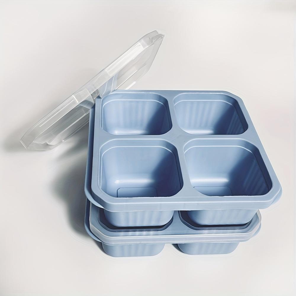 2 Stück 4-Fächer-Bento-Boxen mit Deckeln, mikrowellen- und spülmaschinenfest, 4 Farben, ideal für Meal Prep, Büro, Camping & Schule