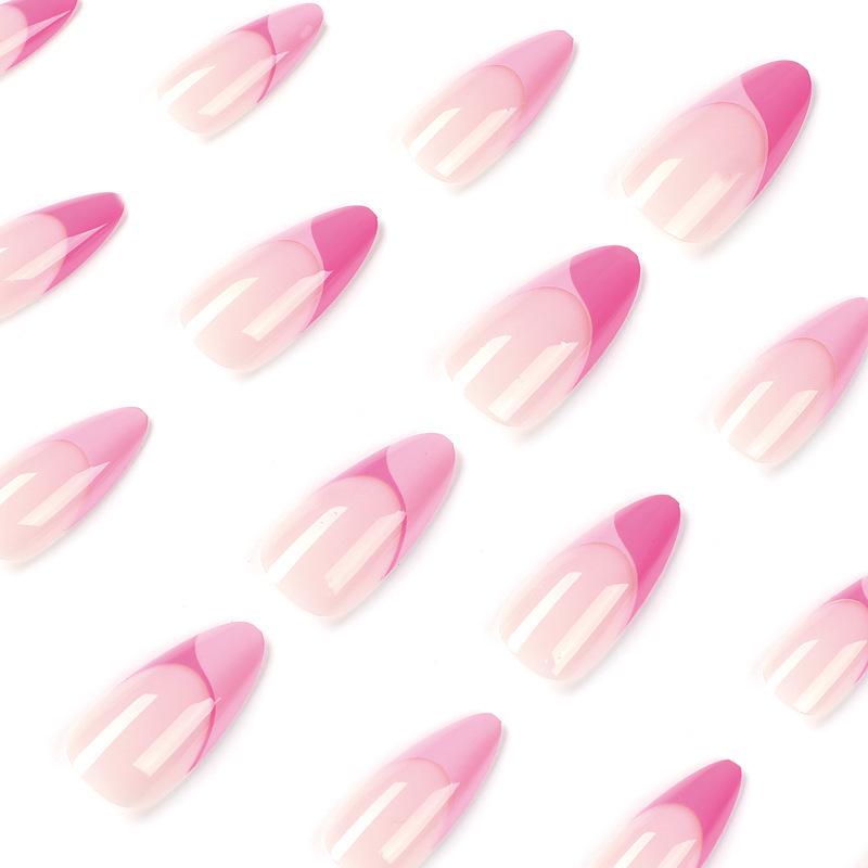Color Block French Pink and Purple Wearable False Nail Tips