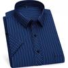 4XL Classic Stripes Solid Color Work Blue Black Plain White Shirt for Men Short Sleeve Shirts for Men 3XL Business Office Pocket