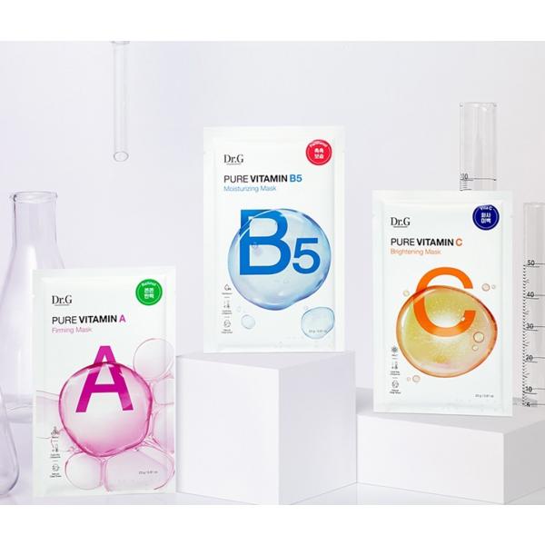 Dr. G Pure Vitamin Mask Set Vitamin A 23g X 4p + Vitamin B5 23g X 4p + Vitamin C 23g X 4p Set, 1 Set