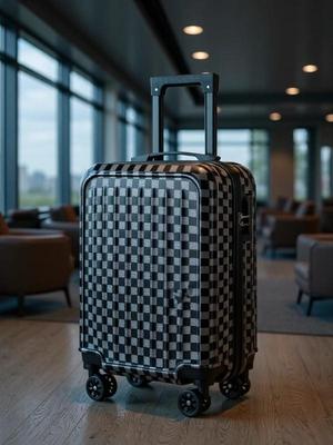 Checkered Travel Trolley Case with Combination Lock and Universal Wheels for Men and Women - Large Capacity Suitcase for College Students