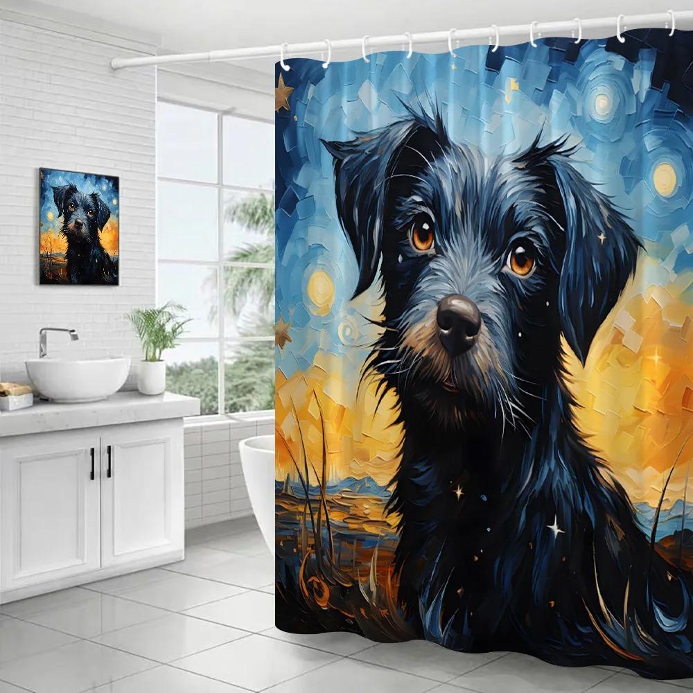 Funny Dog Shower Curtain Cute Corgi Pet Animal Watercolour Art Modern Home Bathroom Bathtub Decorative Bath Curtains With Hook