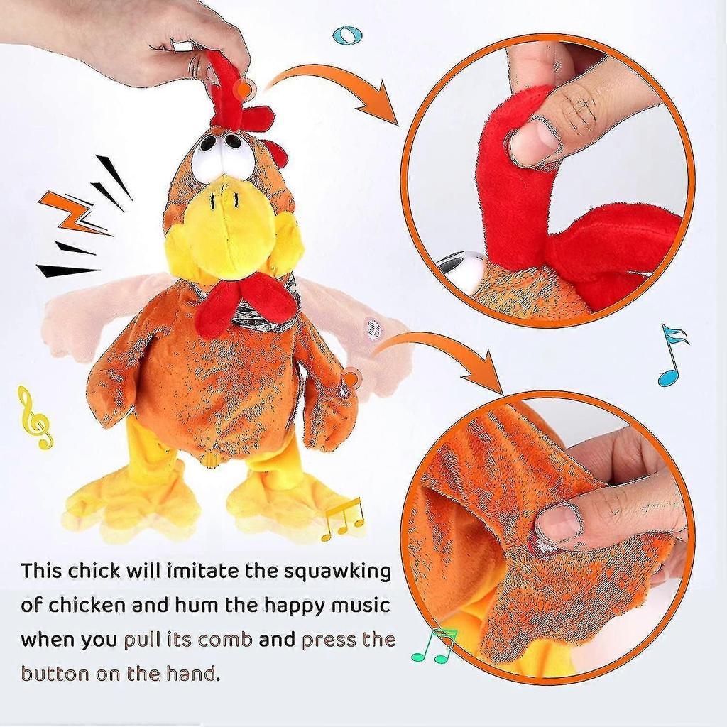 Electric Chick Stuffed Animal Squawking Chicken Musical Walking Singing Waving Rooster