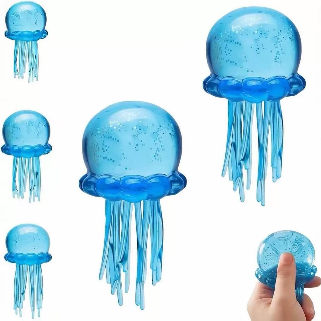 NeeDoh Realistic Jellyfish Jelly Squeeze Sensory Toy for Stress Relief and Anxiety Relief. Suitable for children and adults. Blue.