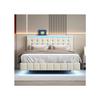 Upholstered Bed - MUVOE - 140x200 Cm - LED Lighting - Modern Design - Breathable Linen Fabric