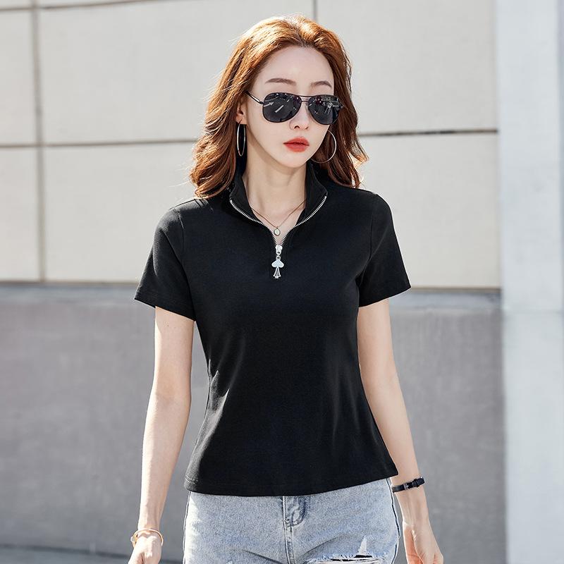 Women's Summer Slimming New POLO Collar Short Sleeved Top