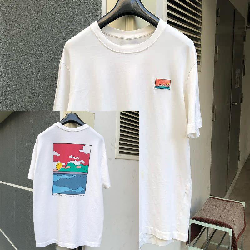 

American Street Retro Vintage Illustration Design Sense, Niche School Style, Round-neck Short-sleeved Cotton for Men and Women 4XL