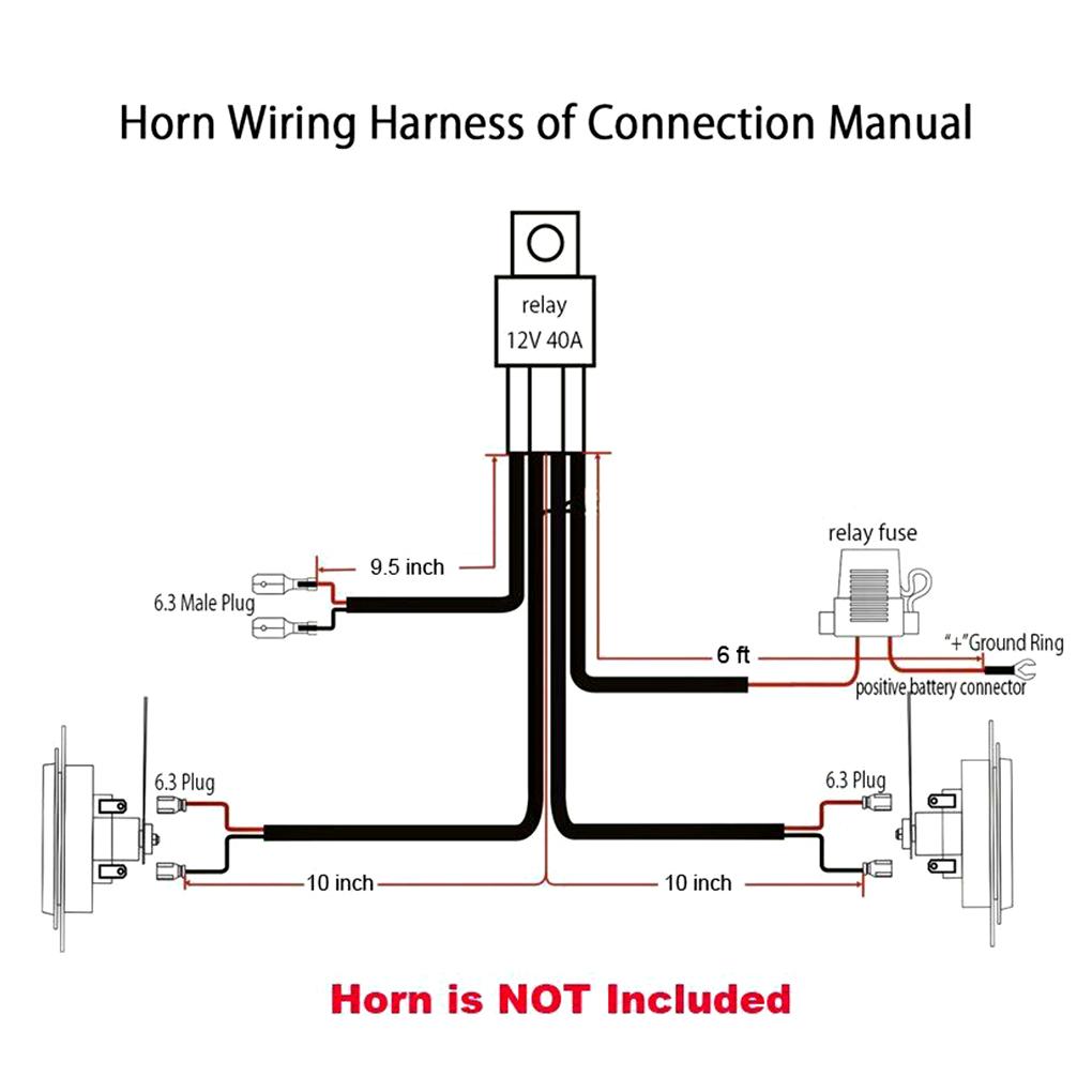 12V Horn Relay Wiring Harness Kit For Grille Mount Electric Blast Horn Universal Motorcycle Horn Wire Wiring Harness Kit 170CM
