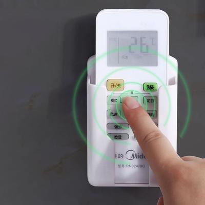 Plastic Air Conditioner Remote Control Holder Self Adhesive Wall Mounted Mobile Phone Plug Holder Space Saving White