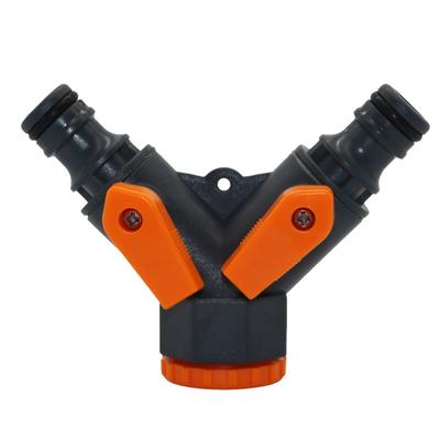 1/2 Zoll auf 3/4 Zoll Y-Verteiler-Ventil Garten-Schlauchverteiler Anschlüsse Wasserhahn Schalter Bewässerung Landwirtschaft Rohrverschraubung 1St. KTY