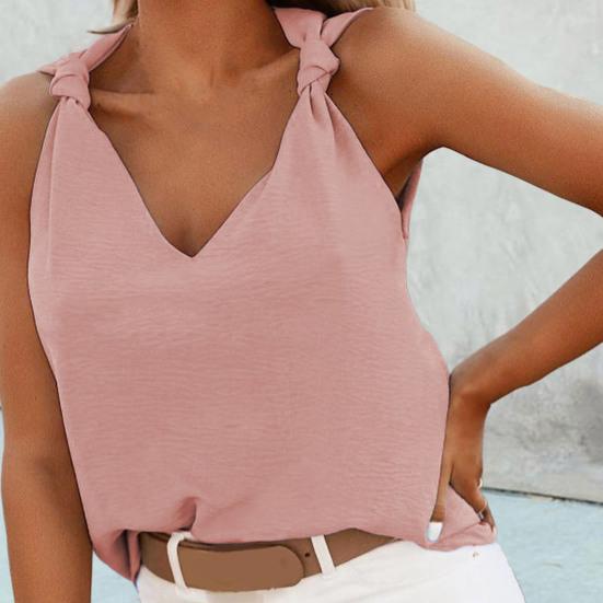 

Однотонный пуловер без рукавов с V-образным вырезом, жилет с завязками на плечах, женский топ