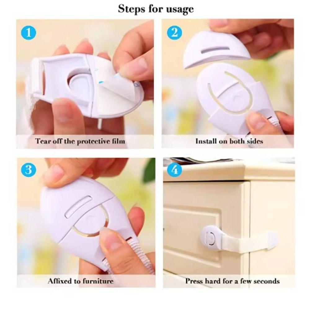 10PCS Durable Child Safety Cabinet Lock White Baby Safety Locks Kids Safety Door Lock Cupboard