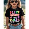 Tailles européennes T-shirt graphique pour enfants sur le thème des mathématiques « Sois comme la soustraction & Fais la différence » - Design coloré - Inspiré