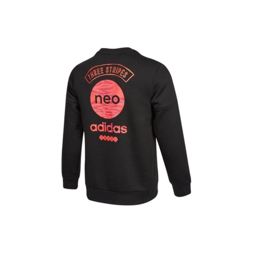 Adidas Solid Color Crew Neck Pullover Sweatshirt Unisex Black HC9690