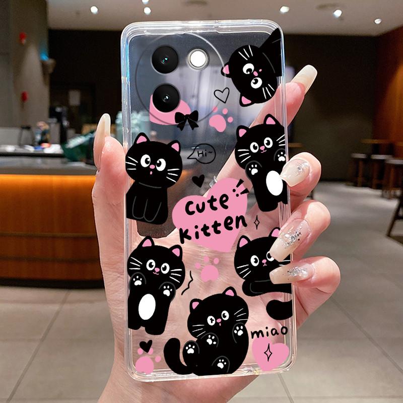 Case For Vivo V30e Fundas V2339 Capa Flower Butterfly Protective Thin Casing Coque Transparent Soft Silicone TPU Phone Cover